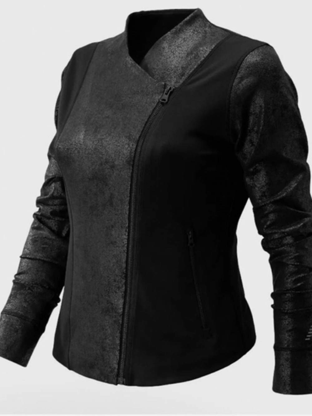 #158- NWT New Balance Women's Black‎ Asymmetric Studio Bomber Jacket
